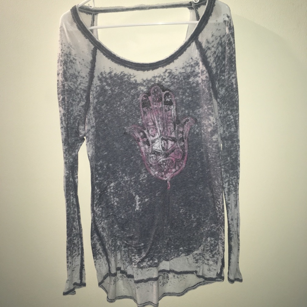 Hamsa open back long sleeve shirt. Light weight